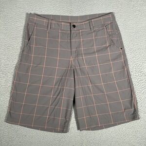 Lululemon Shorts Mens 34 Gray Plaid 5 Pocket Golf Tech Chino Casual Preppy Logo